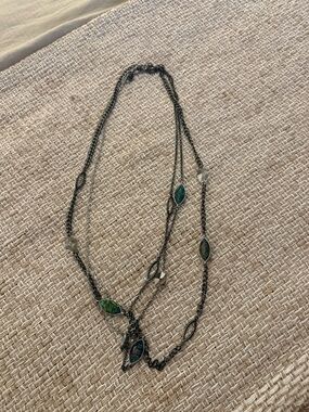 Lia Sophia Delicate Multi-Strand Green Stone Pendant Necklace - Women Jewelry